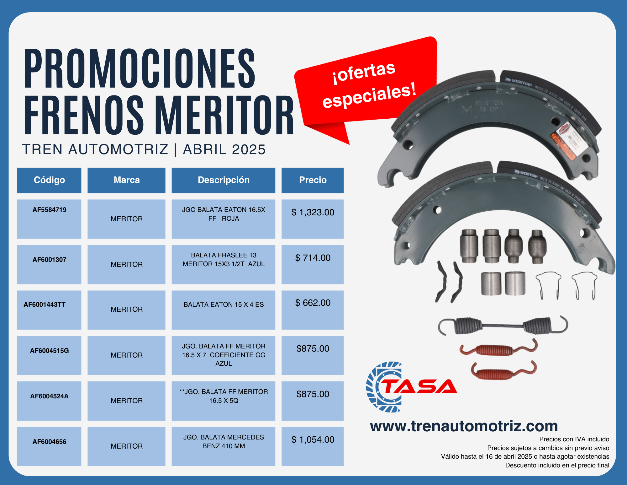 Promociones Frenos Meritor abril 2025 1